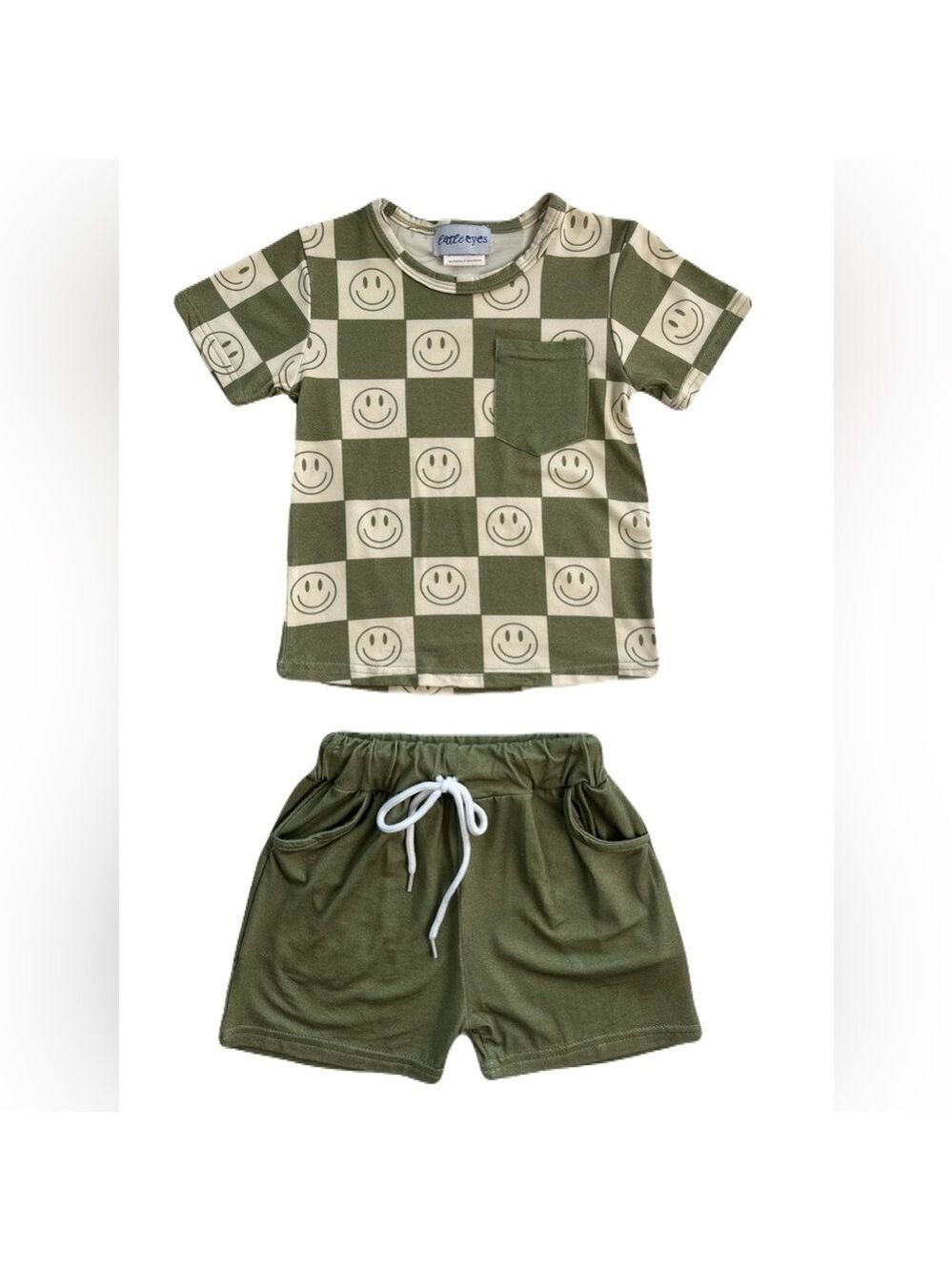 Little Eye Bamboo Smiles & Tiles Pocket T-Shirt & Drawstring Shorts Set